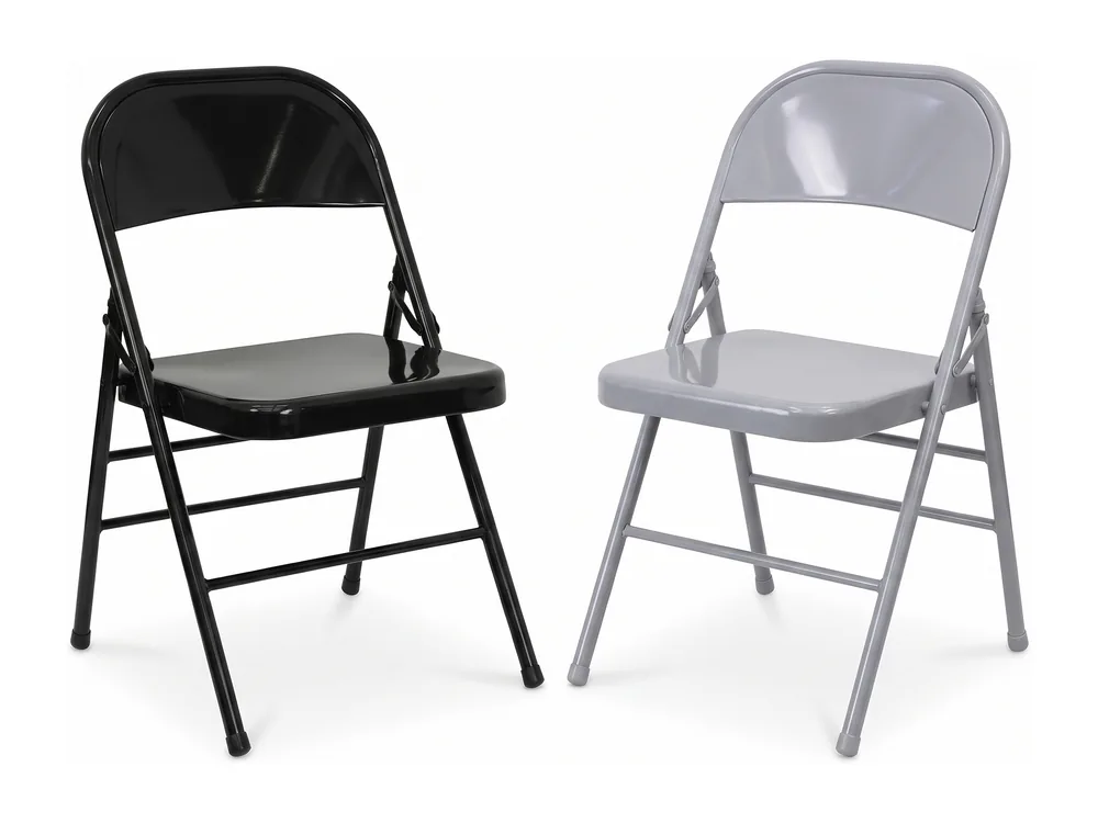 Steel Folding Chairs, Set of 10